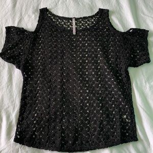 Black Lace Cold Shoulder Coverup